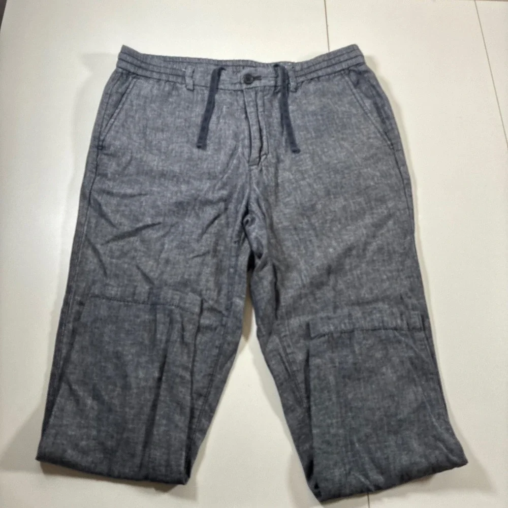 Banana Republic‎ Mason Athletic Tapered Pant 35x28 Blue Linen Blend (Tag 35x32)
